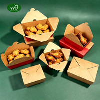 Boîte alimentaire pliable en papier kraft personnalisée sans PFAS, résistante à la graisse, pour événements de marque de poulet et nouilles de restauration rapide (OEM)