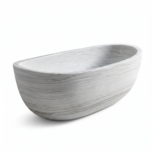 Baignoires ovales modernes sur mesure de luxe, exclusives, en marbre blanc et bois, autoportantes, pour salle de bain, villa, hôtel, maison - Product Image 1