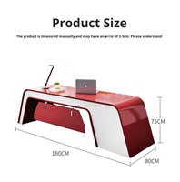 Ensemble de bureau et chaise moderne en mélamine rouge, modulaire et personnalisable, table de travail pour manager, usage commercial