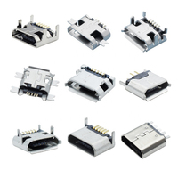 Micro USB 5 pines hembra 0,8mm Mike avellanado tipo B conector USB de boca plana