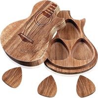 Wholesale Customized Handmade Wooden Guitar Shaped Case Holder Picks Stringed Instruments Parts Accessories for Acoustic
