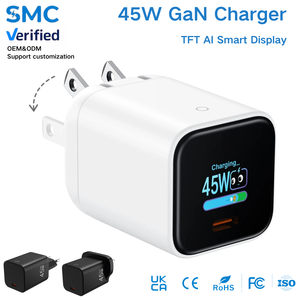 Chargeur GaN 45W Type C double port, adaptateur secteur mural, écran TFT intelligent, charge rapide, chargeur universel pour télé<span class=keywords><strong>phone</strong></span>, Royaume-Uni, États-Unis, UE - Product Image 1