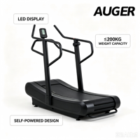 Caminadora Manual Curva Comercial con Resistencia Magnética, Manijas de Empuje y Pantalla LED para Entrenamiento HIIT en Gimnasio