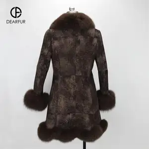 Prezzo all'ingrosso inverno lussuoso pelliccia di agnello lungo cappotto di orsacchiotto di lana Overoat donne personalizza cappotti di pelliccia