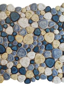 Mosaïque hexagonale en céramique bleue et blanche moderne, fragments de galets, 10 mm, antidérapante, résistante à l'usure, carreaux muraux intérieurs, piscine - Product Image 3