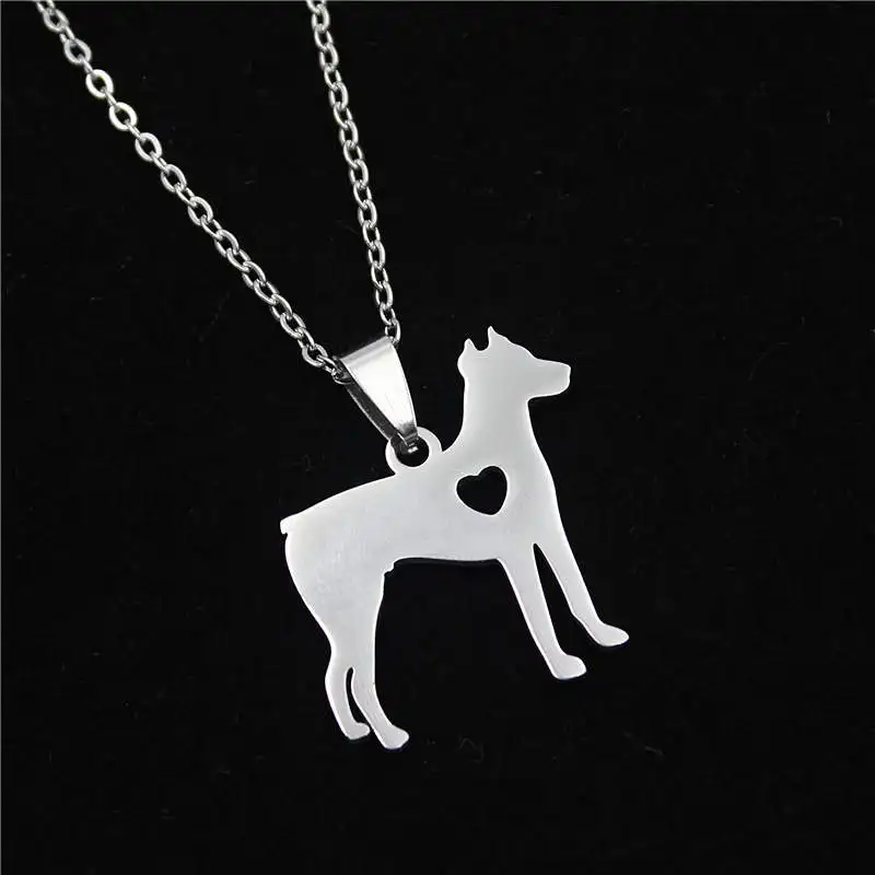 Cute Custom -made Love Puppy Stainless Steel Pendant Necklace Couple Pet Steel Gold Rose Gold Rainbow Dog/cat Necklace