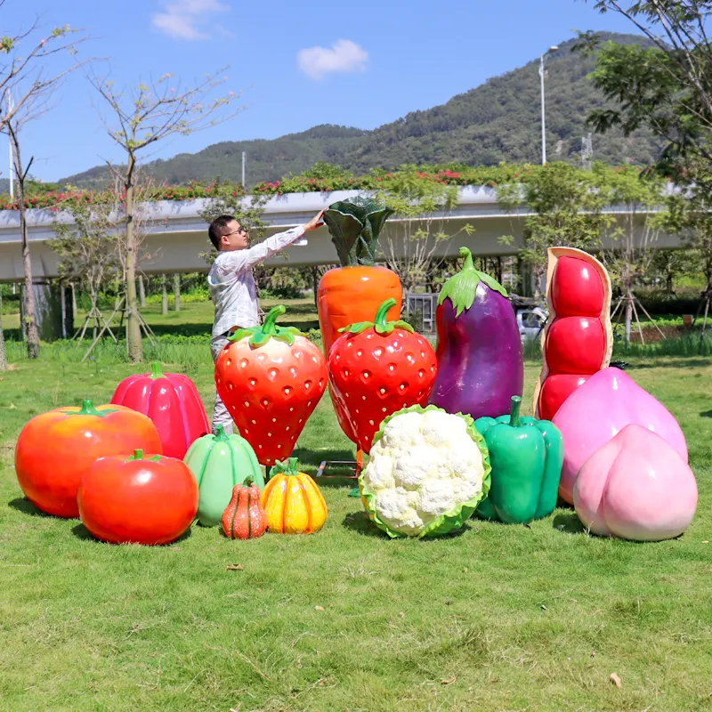 חיים-גודל ענק מודרני דקורטיבי ירקות פירות סדרת אבזרי פיסול דגם עבור חלון תצוגת חנות דקור