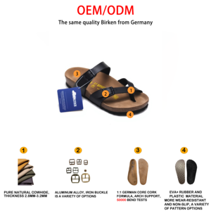 Pantuflas Unisex de Corcho, la Mejor Relación Calidad-Precio, Calzado de Cuero Genuino con EVA, Suaves, Flexibles hasta 50K, Probadas en la UE, para <span class=keywords><strong>Hombre</strong></span>/Mujer - Product Image 2