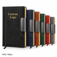 Carnet de notes en cuir PU de qualité supérieure avec logo personnalisé en feuille d'or, bordure dorée, fermeture magnétique, cadeau d'affaires