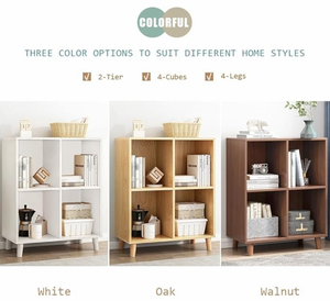 Casier de rangement en bois à deux niveaux et à deux niveaux Étagère polyvalente pour bureau à domicile Conception à quatre compartiments - Product Image 6