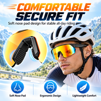 Lunettes de cyclisme intelligentes 5.3 44g UV400 130mAh 4-5H Musique Commande tactile Étanche IPX-4 Type-C Audio ouvert 50H en veille Lentille anti-vent