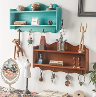 Étagère murale multifonctionnelle en bois blanc massif, classique, à double niveau, pour le salon, décoration de la maison