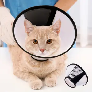 DIVTOP Soft Edge Plastic Dog Cone Anti-Bite Lick Wound Healing Protective Safety Practical Plastic Cat Dog Pet E Collar.