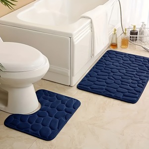 Tapis de siège de toilette en polaire corail Cangming, ensemble deux pièces en forme de U, couleur unie, absorbant, antidérapant, pour salle de bain - Product Image 5