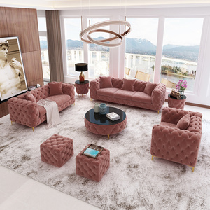 <span class=keywords><strong>NOVA</strong></span> Nordic Luxury Lounge Sala de estar Sofá 2 + 1 + 3 Tapizado Tela de terciopelo verde Sofá Chesterfield Conjunto de muebles seccionales - Product Image 6