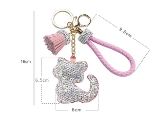 Wholesale <strong>Custom</strong> Diamond Bling Cute Lucky Cat <strong>Keychain</strong> Crystal Key Chains for Girl - Product Image 2