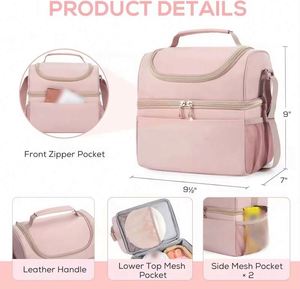 Free Sample Insulated Cooler Bag Office Thermal Food <b>Storage</b> Dual Compartment Food Delivery Bags Travel Beach <b>Camping</b> Lunch - Product Image 3