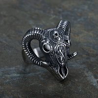 Bague en acier inoxydable 316 de conception personnalisée, modèle de fonte vintage 3D, bague de chèvre, anneaux de crâne pour hommes et femmes