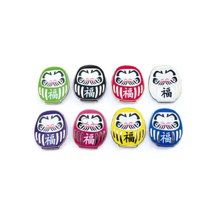 Jepang artistik tradisional warna-warni boneka beruntung Daruma desain seri lapisan emas layar sutra cetak pin Enamel keras