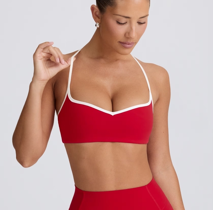 Custom Silk Screen Printing Simple Cross Strap Breathable High Support V-Neck Fitness Bra Gym Yoga Sports Wear for Women