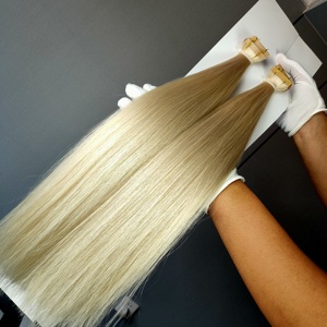 Dragonbeauty Factory - Cabello Humano 100% Remy, Color Claro # Extensiones de cabello humano rubio 613 con cinta adhesiva, trama invisible. - Product Image 2