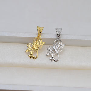 Colgante de Plata 925 Hecho a Mano con Forma de Flor Barroca y Perla de Forma Especial, Collar Femenino DIY, Colgantes Finos Calados - Product Image 2