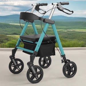 อุปกรณ์ช่วยเดินแบบพับได้ ทำจากอลูมิเนียม ปรับความสูงได้ น้ำหนักเบา สำหรับผู้สูงอายุและผู้พิการ พร้อมที่นั่ง - Product Image 1