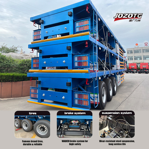 JOZOTG 3 4 <span class=keywords><strong>essieux</strong></span> 30 50 tonnes 20 pieds 40 pieds Suspension pneumatique à pneu unique Essieu avant élévateur semi-<span class=keywords><strong>remorque</strong></span> à plat pour l'Arabie saoudite - Product Image 2
