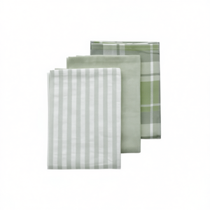 Juego de toallas de cocina, paquete de 3, diseño a rayas y cuadros verdes para uso en la cocina - Product Image 2