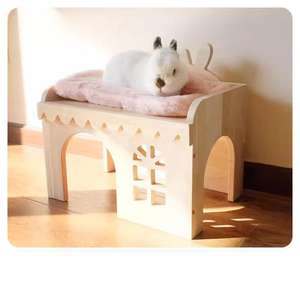 Yaratıcı katı ahşap tavşan kale yatak küçük evcil saklanma oynamak için Hideaway yuva kertenkele sarkık kulaklı tavşan ek - Product Image 5