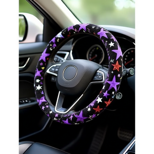 ฝาครอบพวงมาลัยลายดาวสีม่วงอุปกรณ์เสริมในรถยนต์แบบสากล - Product Image 3