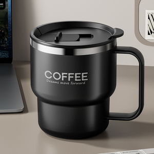 Tasse à café isotherme à double paroi en acier inoxydable 304 avec poignée, portable, anti-fuite, pour étudiants, pour eau, lait et café - Product Image 6