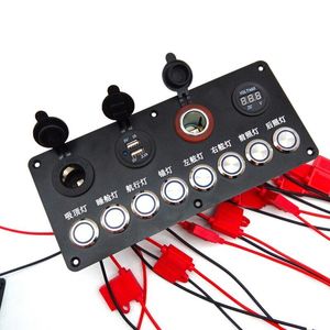 Voltmètre de charge de panneau d'interrupteur de voiture 6 gangs personnalisé lumière rouge ou bleue pré-câblé en surface pour remorque rv pièces <span class=keywords><strong>ambulance</strong></span> - Product Image 1