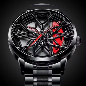 Livraison directe 360 °   Montre Homme à Cadran Rotatif 3D Jante de Voiture Super Sportive, Montre à Quartz en Acier Inoxydable Étanche, Vente en Gros - Product Image 6