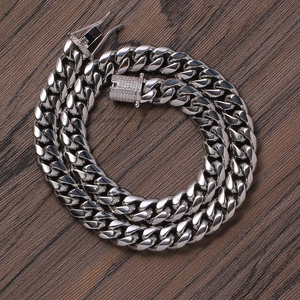 12mm Necklace Men's Stainless Steel Round Milled Color Retained Cuban Necklace Fashion Personality Tanjing Fashion - Product Image 3