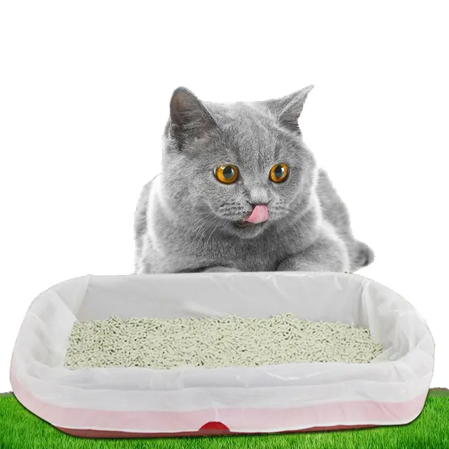 Yüksek kaliteli İpli biyobozunur kedi kum kabı astar ekstra büyük kedi çöp pan astar çanta