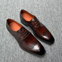 Chaussures habillées de luxe Oxford pour hommes, en cuir pleine fleur véritable, à lacets, bout carré, pour affaires et mariages