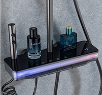 Ensemble de douche thermostatique numérique de luxe chromé avec barre coulissante de massage et jets, système de douche pluie en laiton pour salle de bain