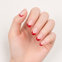 Y195 Kaixin Faux ongles à presser forme amande moyenne œil de chat, rouge intérieur, avec French manucure, fournitures pour ongles