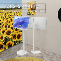Layar Sentuh 32 Inci 128GB Dapat Diputar Sepenuhnya, TV Android Portabel dengan Lampu Latar LED Putih, Dapat Diisi Ulang, Full HD, Speaker Internal