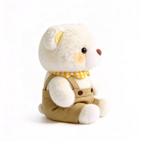 Peluche promotionnelle Ours Blanc Personnalisé avec Salopette, Jouet en Peluche Doux et Moelleux
