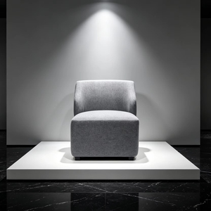 Cómodo Sillón Individual <span class=keywords><strong>sin</strong></span> <span class=keywords><strong>Brazos</strong></span>, Tejido de Lino Transpirable, Sillón para Dormitorio o Sala de Estar - Product Image 1