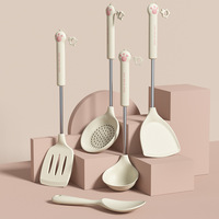 Meilleures ventes : Ensemble d'ustensiles de cuisine en silicone, comprenant spatule pour wok et louche à soupe, 2/3/4/5 pièces, avec manche en forme de patte de chat