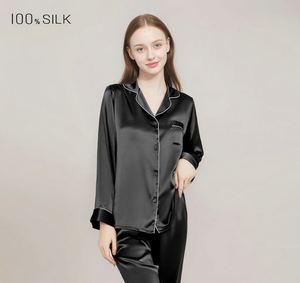 Vêtements de nuit pour femmes, pantalon à manches longues, ensemble de pyjama de luxe léger pour la maison, 100% soie - Product Image 3