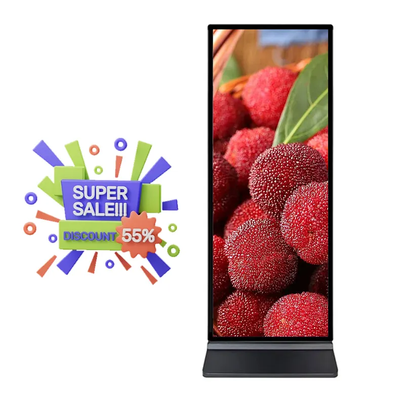 Publicidade Indoor Lcd Screen Floor Stand Quiosque 4K Tela Cheia Publicidade Display Tela De Toque Interior Cartaz LCD Portátil