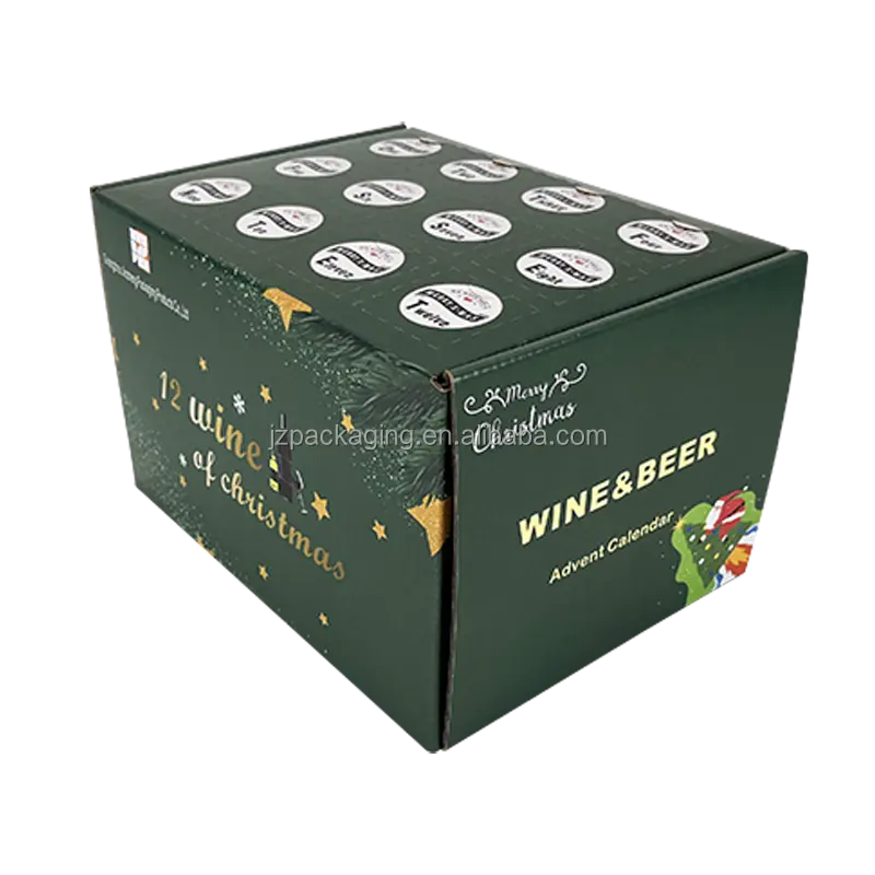 Empty Advent Calendar Carton Box For Alcoholic Beverages Mini Glass Bottle Packaging Gift Set 12 Days Wine Advent Calendar Box