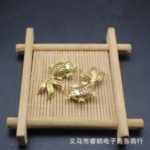Hollow Goldfish Charms 32mm Length 17mm Width Copper Alloy For Jewelry Making Gift Unisex - Product Image 3