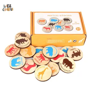 Popular round memory chips game nice parent-child interactive toys wooden matching memory chess