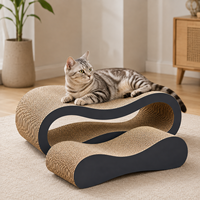Lit de repos en papier écologique pour chats d'intérieur, grand format, durable, design réversible, avec logo personnalisé, pour chat noir, 2 en 1, griffoir inclus