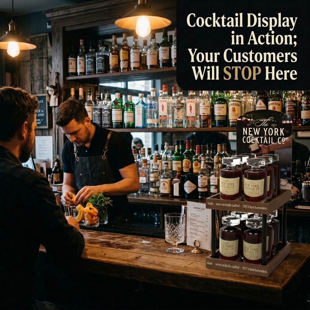 Custom Branded Wood Metal UV Cocktail Display Rack Floor Standing Craft Spirit Gin Bottle Holder Boutique Bar Tasting Room Shelf — view 2